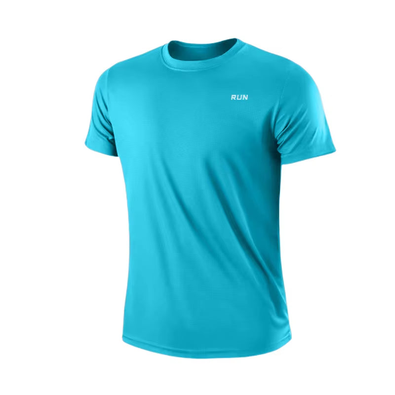 Men'S Quick Dry Short Sleeve Gym Running Moisture Wicking round Neck T-Shirt Training Exercise Gym Sport Shirt Tops Lightweight